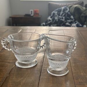 Vintage Duncan & Miller Co Clear Glass Sugar and Creamer Set